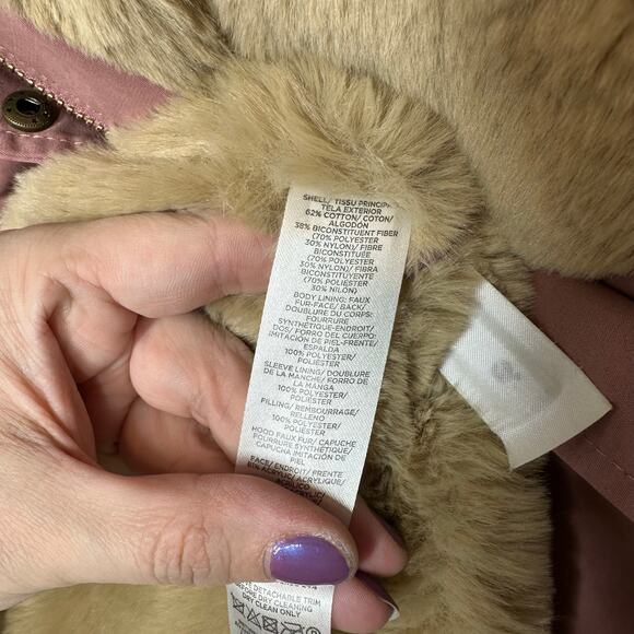 LOFT Faux Fur Lined Parka Jacket Pink - Picture 6 of 6
